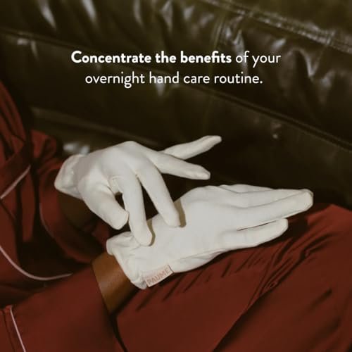 PAUME Overnight Hydration Gloves – 100% Organic Cotton Moisturizing Gloves for Dry, Cracked Hands (1 Pair, White) Avelisse