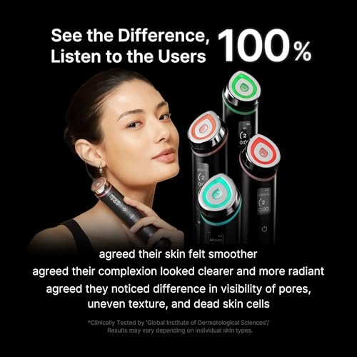 medicube Booster Pro 6-in-1 Real Glass Glow Beauty Massager for Clear, Radiant, Firmer-Looking Skin, Black, Silicone Avelisse