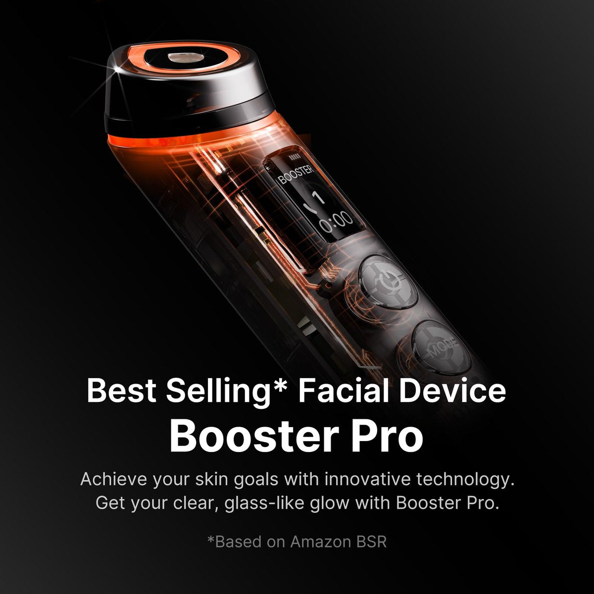 medicube Booster Pro 6-in-1 Real Glass Glow Beauty Massager for Clear, Radiant, Firmer-Looking Skin, Black, Silicone Avelisse