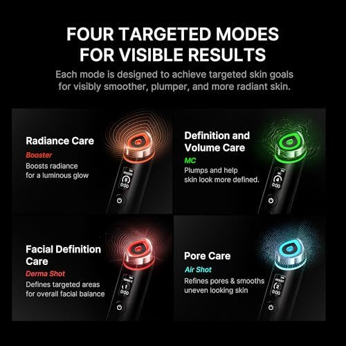 medicube Booster Pro 6-in-1 Real Glass Glow Beauty Massager for Clear, Radiant, Firmer-Looking Skin, Black, Silicone Avelisse