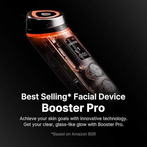 medicube Booster Pro 6-in-1 Real Glass Glow Beauty Massager for Clear, Radiant, Firmer-Looking Skin, Black, Silicone Avelisse