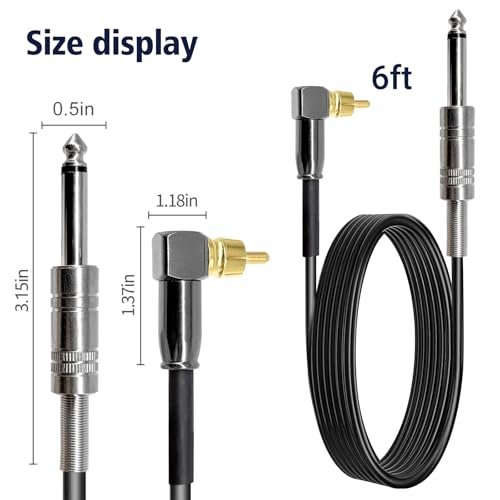 PMUBEAUTY 2 Pack Premium Tattoo Machine Clip Cable Cord - RCA to 6.35mm Connector Power Supply for Rotary Tattoo Machines - görsel 14