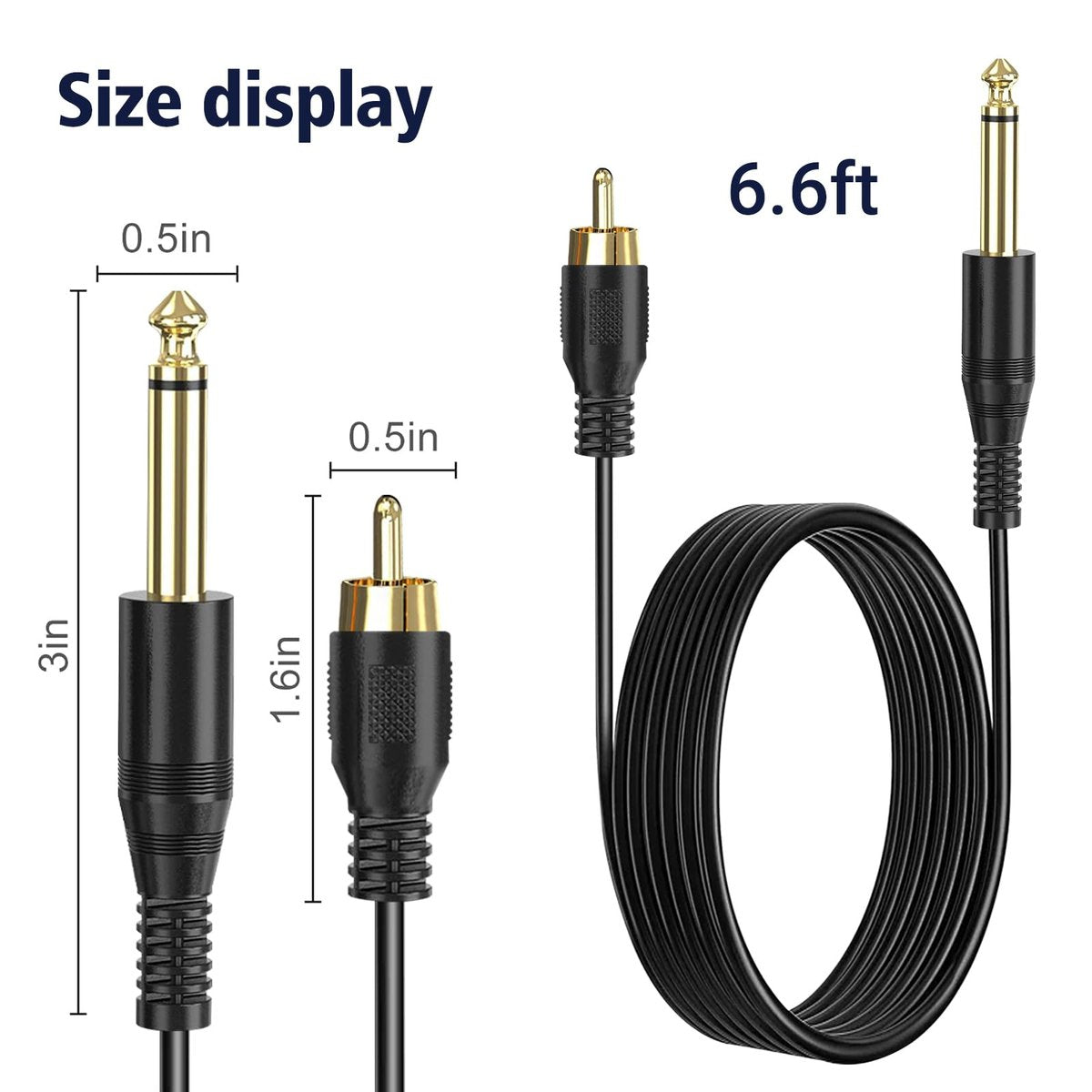 PMUBEAUTY 2 Pack Premium Tattoo Machine Clip Cable Cord - RCA to 6.35mm Connector Power Supply for Rotary Tattoo Machines - görsel 15