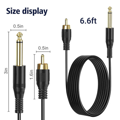 PMUBEAUTY 2 Pack Premium Tattoo Machine Clip Cable Cord - RCA to 6.35mm Connector Power Supply for Rotary Tattoo Machines