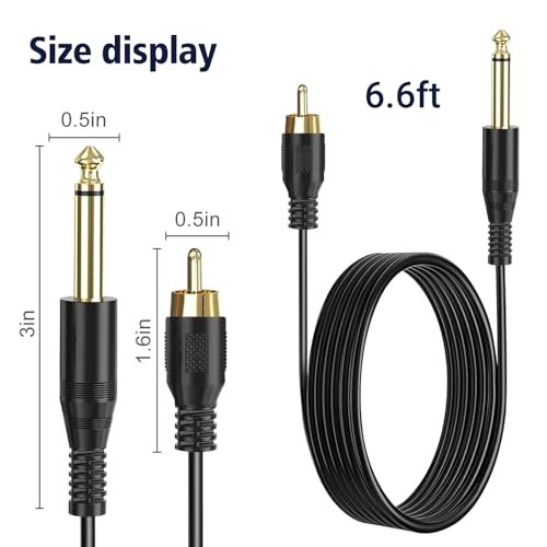 PMUBEAUTY 2 Pack Premium Tattoo Machine Clip Cable Cord - RCA to 6.35mm Connector Power Supply for Rotary Tattoo Machines - görsel 16