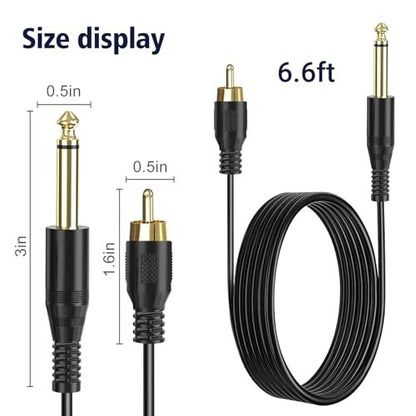 PMUBEAUTY 2 Pack Premium Tattoo Machine Clip Cable Cord - RCA to 6.35mm Connector Power Supply for Rotary Tattoo Machines