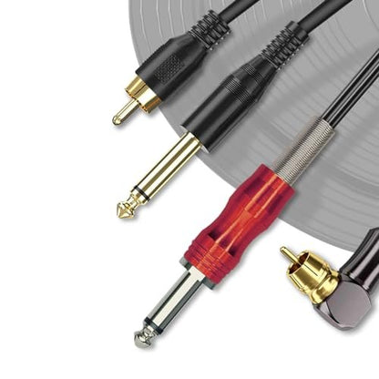 PMUBEAUTY 2 Pack Premium Tattoo Machine Clip Cable Cord - RCA to 6.35mm Connector Power Supply for Rotary Tattoo Machines