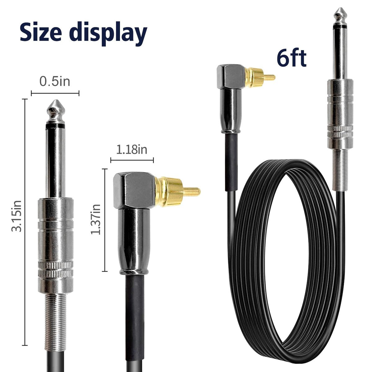 PMUBEAUTY 2 Pack Premium Tattoo Machine Clip Cable Cord - RCA to 6.35mm Connector Power Supply for Rotary Tattoo Machines - görsel 13