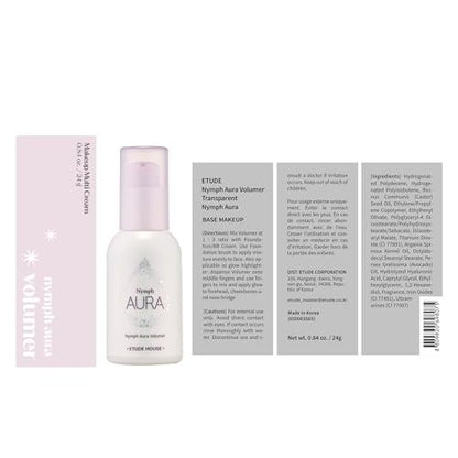 ETUDE Nymph Aura Volumer - Hydrating Radiant Face Primer for Glow & Shiny Makeup Base | Korean Kbeauty