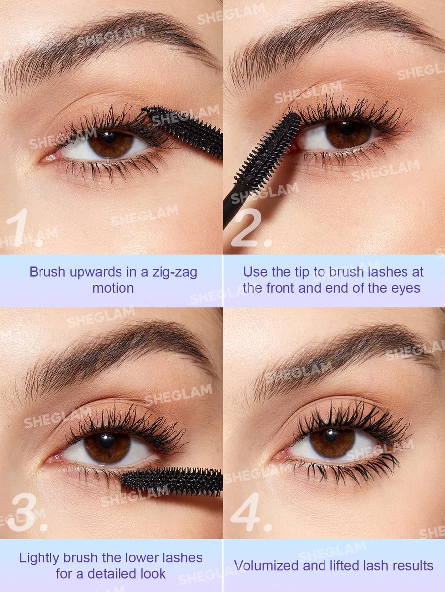 SHEGLAM Flutter Wink Volumizing Mascara - Black, 0.2 Fl Oz - Tubing Mascara for Length and Lift - görsel 11