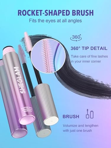 SHEGLAM Flutter Wink Volumizing Mascara - Black, 0.2 Fl Oz - Tubing Mascara for Length and Lift - görsel 4