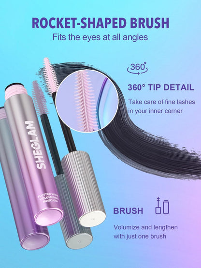 SHEGLAM Flutter Wink Volumizing Mascara - Black, 0.2 Fl Oz - Tubing Mascara for Length and Lift