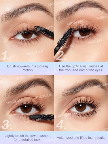 SHEGLAM Flutter Wink Volumizing Mascara - Black, 0.2 Fl Oz - Tubing Mascara for Length and Lift - görsel 12