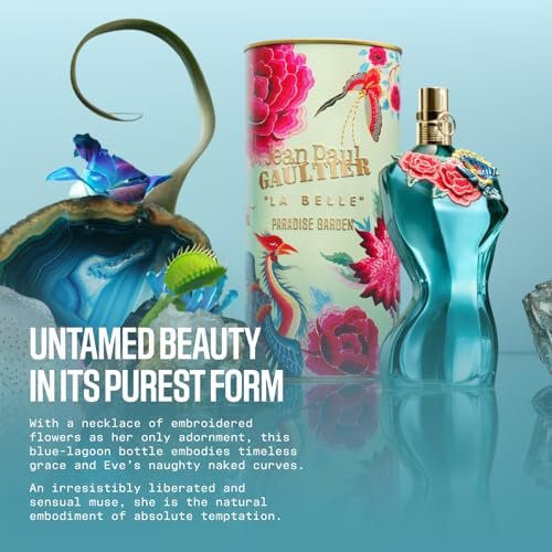 Jean Paul Gaultier La Belle Paradise Garden Eau de Parfum for Women - Long Lasting Floral Amber Perfume with Blue Water Lily, Iris & Vanilla, 3.4 oz Avelisse
