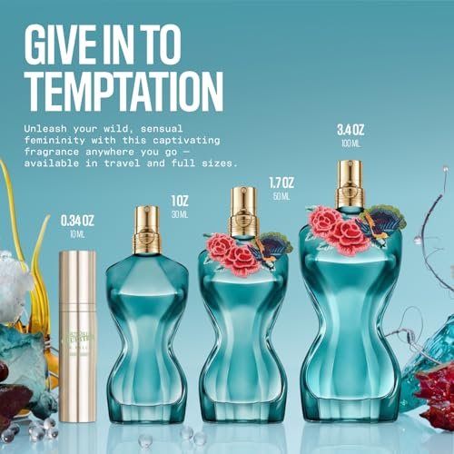 Jean Paul Gaultier La Belle Paradise Garden Eau de Parfum for Women - Long Lasting Floral Amber Perfume with Blue Water Lily, Iris & Vanilla, 3.4 oz Avelisse