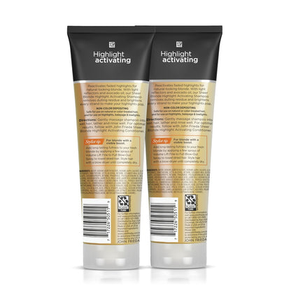 John Frieda Sheer Blonde Highlight Activating Shampoo, Brightening Shampoo for Blonde Hair, Maintains and Enhances Color, Removes Dulling Residue and Instantly Brightens Hair, 8.45 Oz, Pack of 2