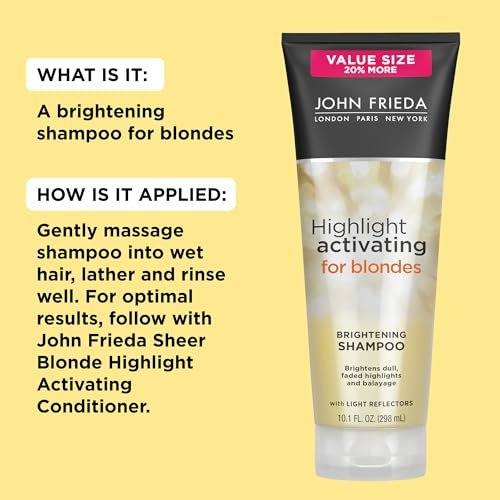 John Frieda Sheer Blonde Highlight Activating Shampoo, Brightening Shampoo for Blonde Hair, Maintains and Enhances Color, Removes Dulling Residue and Instantly Brightens Hair, 8.45 Oz, Pack of 2 - görsel 10