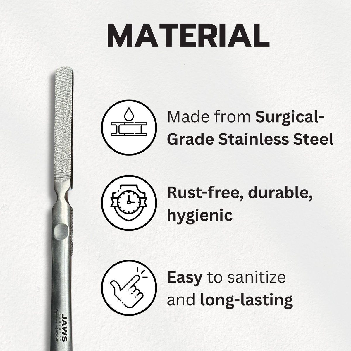 Jaws Podiatry Callus Grater – Surgical Grade Stainless Steel Foot File for Efficient Callus Removal, Ergonomic Handle, Easy to Clean Avelisse