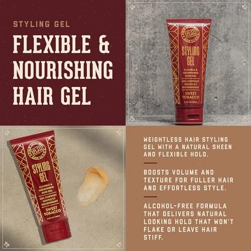 18.21 Man Made Hair Styling Gel for Men - Weightless All-Day Flexible Hold, Original Sweet Tobacco Scent, 3.4 oz Avelisse