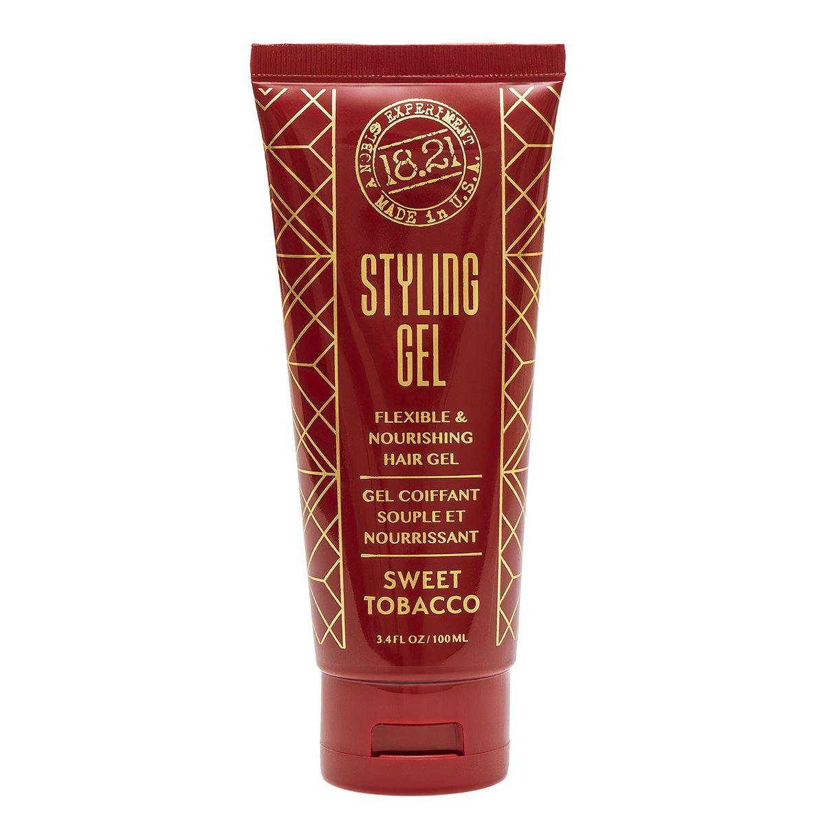 18.21 Man Made Hair Styling Gel for Men - Weightless All-Day Flexible Hold, Original Sweet Tobacco Scent, 3.4 oz Avelisse