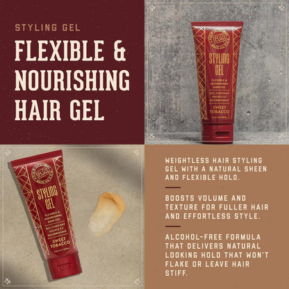 18.21 Man Made Hair Styling Gel for Men - Weightless All-Day Flexible Hold, Original Sweet Tobacco Scent, 3.4 oz Avelisse