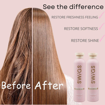 SWIGS Human & Synthetic Wig Shampoo & Conditioner Set | Color-Safe | Detangles, Promotes Body & Volume, Silkiness & Shine | 2 Pack, 8 oz Each Avelisse