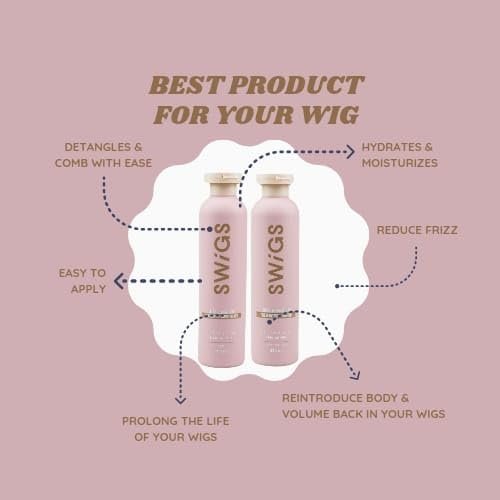 SWIGS Human & Synthetic Wig Shampoo & Conditioner Set | Color-Safe | Detangles, Promotes Body & Volume, Silkiness & Shine | 2 Pack, 8 oz Each Avelisse