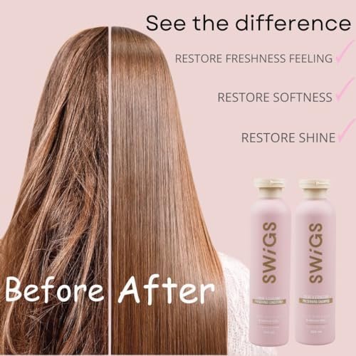 SWIGS Human & Synthetic Wig Shampoo & Conditioner Set | Color-Safe | Detangles, Promotes Body & Volume, Silkiness & Shine | 2 Pack, 8 oz Each Avelisse