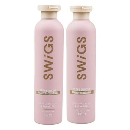 SWIGS Human & Synthetic Wig Shampoo & Conditioner Set | Color-Safe | Detangles, Promotes Body & Volume, Silkiness & Shine | 2 Pack, 8 oz Each Avelisse