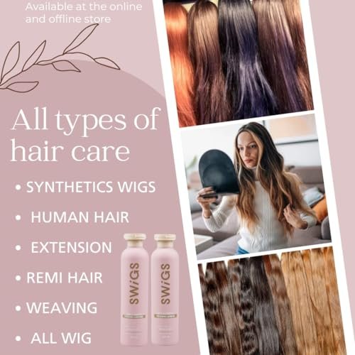 SWIGS Human & Synthetic Wig Shampoo & Conditioner Set | Color-Safe | Detangles, Promotes Body & Volume, Silkiness & Shine | 2 Pack, 8 oz Each Avelisse