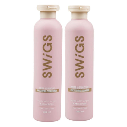 SWIGS Human & Synthetic Wig Shampoo & Conditioner Set | Color-Safe | Detangles, Promotes Body & Volume, Silkiness & Shine | 2 Pack, 8 oz Each Avelisse