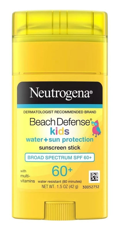 Neutrogena Beach Defense Kids SPF 60+ Sunscreen Stick, 1.5 oz – Water Resistant, Kids Sunscreen Stick