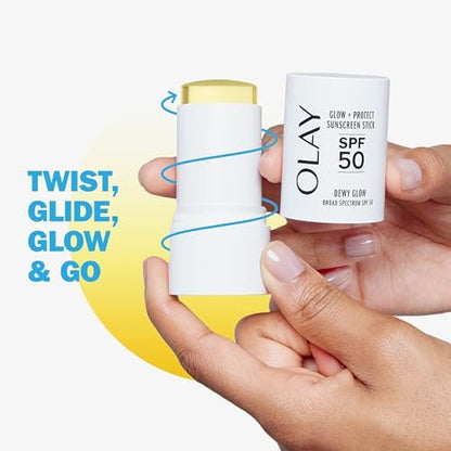 Olay Glow & Protect SPF 50 Face Sunscreen Stick - Fragrance Free, Dewy Finish, 0.5 OZ (14 G) Avelisse
