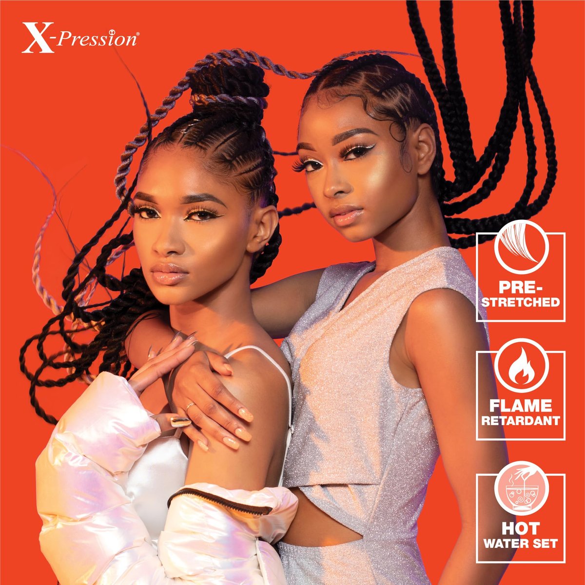 Sensationnel X-pression Prestretched Braiding Hair 48 Inch - 10x Braid All Kanekalon Synthetic Flame Retardant Braid for Box Braids and Twists (1 Jet Black) - görsel 11