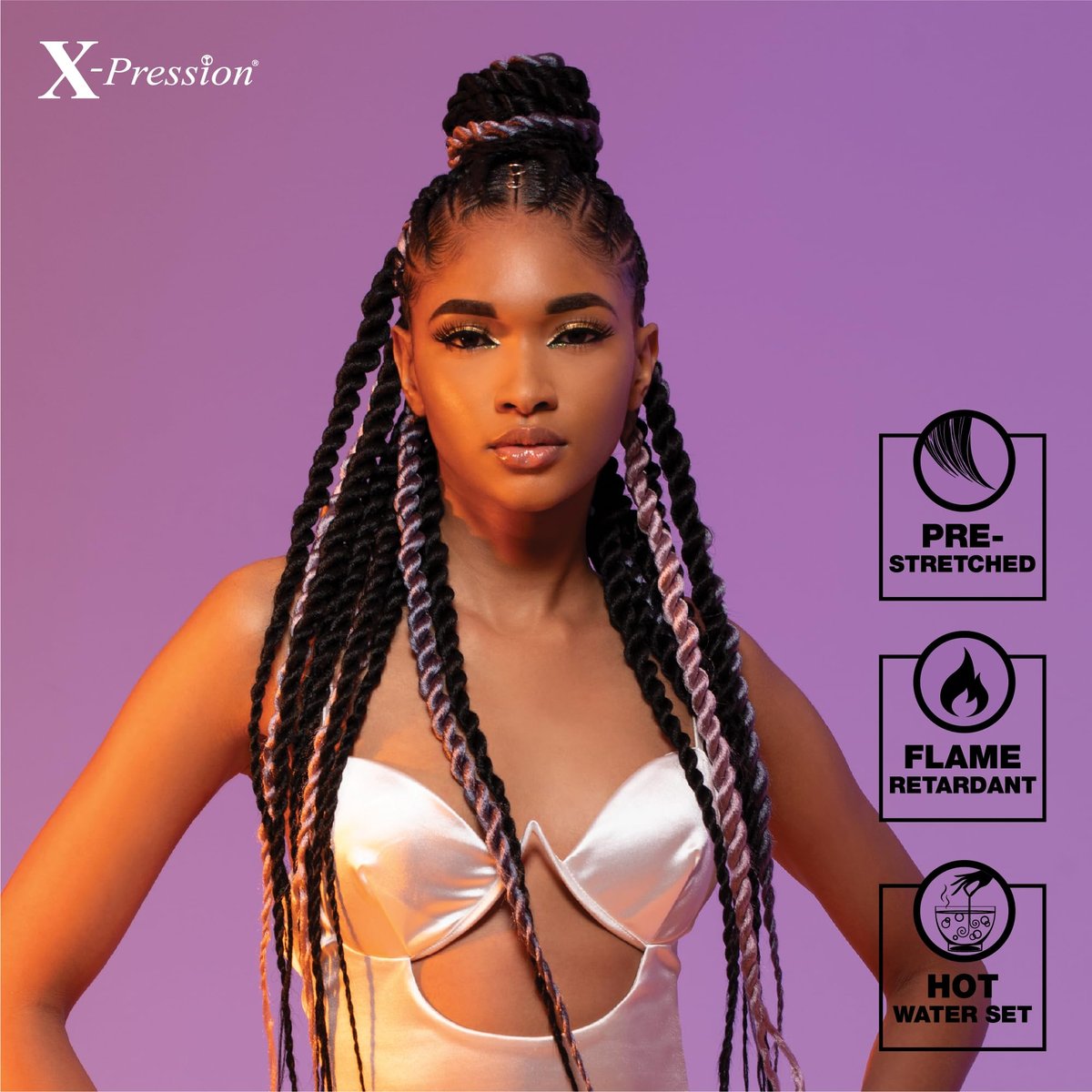 Sensationnel X-pression Prestretched Braiding Hair 48 Inch - 10x Braid All Kanekalon Synthetic Flame Retardant Braid for Box Braids and Twists (1 Jet Black) - görsel 15