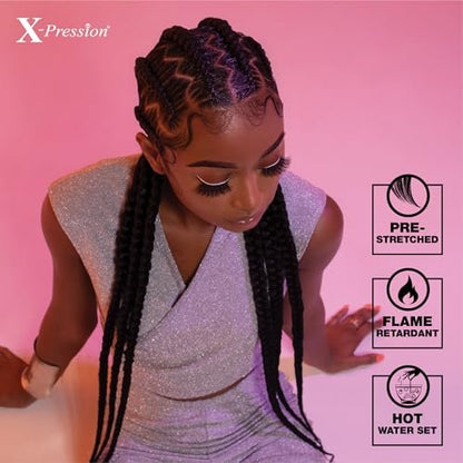 Sensationnel X-pression Prestretched Braiding Hair 48 Inch - 10x Braid All Kanekalon Synthetic Flame Retardant Braid for Box Braids and Twists (1 Jet Black)