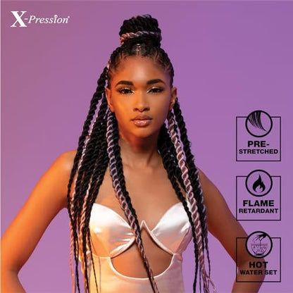 Sensationnel X-pression Prestretched Braiding Hair 48 Inch - 10x Braid All Kanekalon Synthetic Flame Retardant Braid for Box Braids and Twists (1 Jet Black)