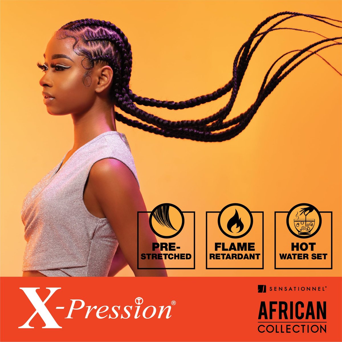 Sensationnel X-pression Prestretched Braiding Hair 48 Inch - 10x Braid All Kanekalon Synthetic Flame Retardant Braid for Box Braids and Twists (1 Jet Black) - görsel 7