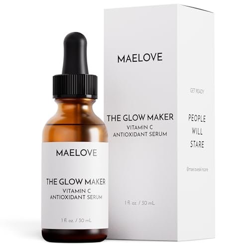 MAELOVE Glow Maker Vitamin C Serum with Vitamin E, Ferulic Acid & Hyaluronic Acid – Award-Winning Brightening & Hydrating Facial Serum, Unscented, 1 fl oz Avelisse