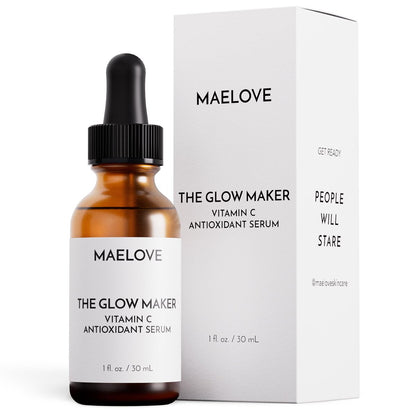 MAELOVE Glow Maker Vitamin C Serum with Vitamin E, Ferulic Acid & Hyaluronic Acid – Award-Winning Brightening & Hydrating Facial Serum, Unscented, 1 fl oz Avelisse