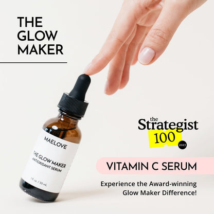 MAELOVE Glow Maker Vitamin C Serum with Vitamin E, Ferulic Acid & Hyaluronic Acid – Award-Winning Brightening & Hydrating Facial Serum, Unscented, 1 fl oz Avelisse