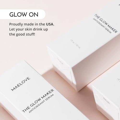 MAELOVE Glow Maker Vitamin C Serum with Vitamin E, Ferulic Acid & Hyaluronic Acid – Award-Winning Brightening & Hydrating Facial Serum, Unscented, 1 fl oz Avelisse