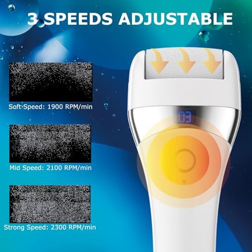 Upgraded Electric Foot Callus Remover – Portable Rechargeable Foot File with 3 Heads for Dry, Cracked Feet Avelisse