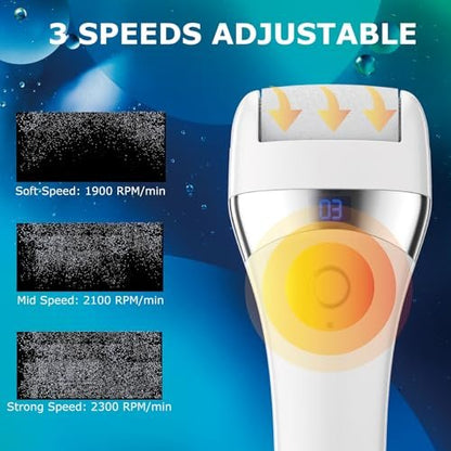 Upgraded Electric Foot Callus Remover – Portable Rechargeable Foot File with 3 Heads for Dry, Cracked Feet Avelisse