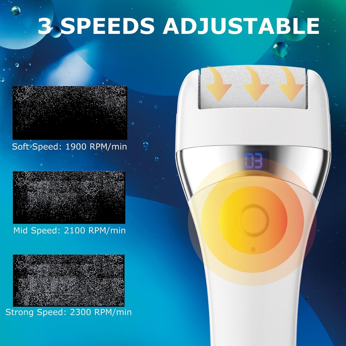 Upgraded Electric Foot Callus Remover – Portable Rechargeable Foot File with 3 Heads for Dry, Cracked Feet Avelisse