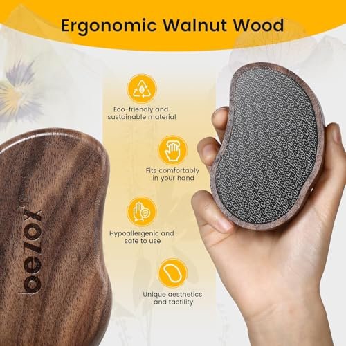 BEZOX Glass Foot File - Nano-Glass Pumice Stone Foot Scrubber, Heel File Callus Remover for Silky Smooth Feet, Portable Pedicure Tool with Walnut Wood Handle Avelisse
