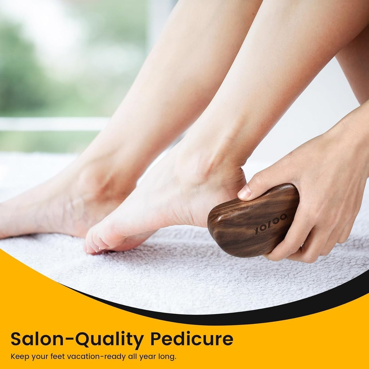 BEZOX Glass Foot File - Nano-Glass Pumice Stone Foot Scrubber, Heel File Callus Remover for Silky Smooth Feet, Portable Pedicure Tool with Walnut Wood Handle Avelisse