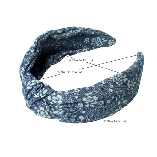 Cuizhiyu 3-Pack Denim Knot Headbands for Women – Blue Knotted Wide Non-Slip Hairbands, Fabric Headbands Avelisse