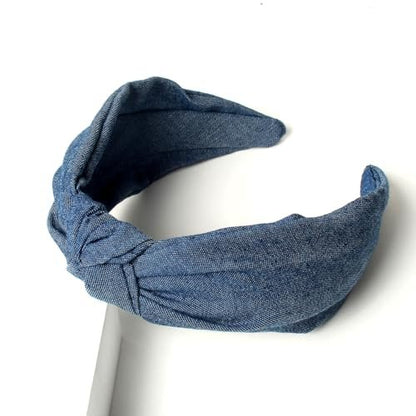 Cuizhiyu 3-Pack Denim Knot Headbands for Women – Blue Knotted Wide Non-Slip Hairbands, Fabric Headbands Avelisse