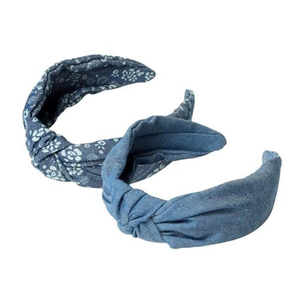 Cuizhiyu 3-Pack Denim Knot Headbands for Women – Blue Knotted Wide Non-Slip Hairbands, Fabric Headbands Avelisse